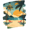 Beach Palm Trees Sunset Summer