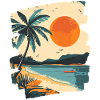 Beach Palm Trees Sunset Summer