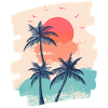 Beach Palm Trees Sunset Summer