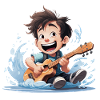 Der fröhliche Ukulele-Spieler