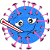 Virus enfermo - Dibujos animados con termómetro clínico