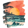 Beach Palm Trees Sunset Summer