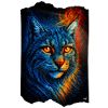 Mystical lynx wildcat in firelight