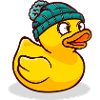 Anatra di gomma gialla con cappello