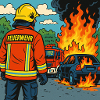Brandbekämpfer Cartoon Einsatz