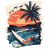 Beach Palm Trees Sunset Summer
