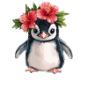 Penguin with hibiscus