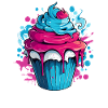 Cupcake mit Farbexplosion