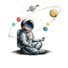 Astronaut Meditation Weltraum Planeten Umlaufbahn