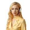 Golden-haired Gamer Girl Wearing Headphones