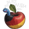 Wurm im Apfel mit Spruch