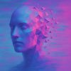 Futuristic head in digital style