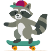 Skateboard-Waschbär mit Basecap