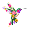 Graphisme Colibri Fleurs