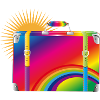 Regenbogen-Reisekoffer – Buntes Retro-Design