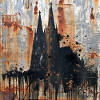 Graffiti Cologne Cathedral Silhouette Rust Metal Urban