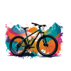 illustration,mountain bike,road bike,graffiti,mountains