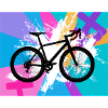 illustration,mountain bike,road bike,graffiti,pink