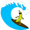 Banana surfer on wave