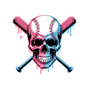 Baseball Skull Baseball Bat