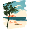 Plage Palmiers Soleil Été