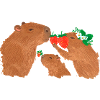 Capybara, capybara, strawberries, drawing