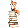 Fox on stack of books