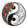 Yin-Yang Splash with Black Background