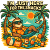 Snack-loving sloth on the beach