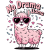 Llama with Heart Glasses Motif