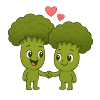 Cute broccoli with hearts