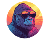 Gorilla at sunset