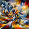 Abstract Paint Swirl Feather Art