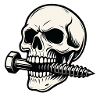 Totenkopf mit Doppelschrauben