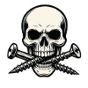 Totenkopf mit Doppelschrauben
