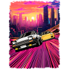 Neon City Car Chase Illustration