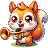 Cute Squirrel With Trumpet - Funny