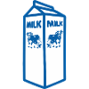 Blue milk carton and cow design