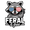 Feral And Free Patriotic Raccoon