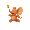 Happy elephant and butterfly