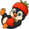 Niedlicher Pinguin mit fruchtiger Erbeer-Mütze