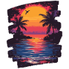 Beach Palm Trees Sunset Summer