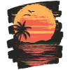 Beach Palm Trees Sunset Summer