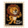 Lion amical sur un timbre-poste