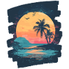 Beach Palm Trees Sunset Summer
