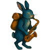 Blue Rabbit with Saxophone