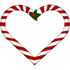Heart of candy canes with mistletoe