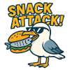 Lustige Möwe mit Sandwich