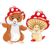 Funny hamster and happy amanita