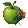 Mountaineers and a green apple